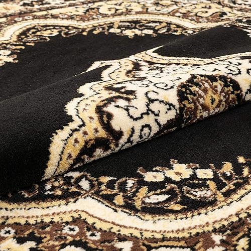 Miniatura 4 de Well Woven Medallion - Alfombra negra de 3 pies 3 pulgadas x 5 pies