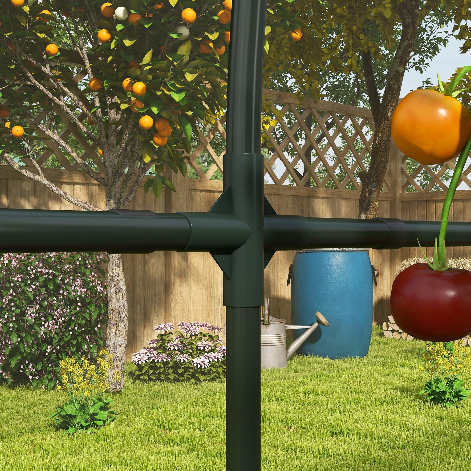 Outsunny Garden serra per pomodori 6 x 1,23 x 1,71 m 7 cerchi in acciaio - telo in plastica