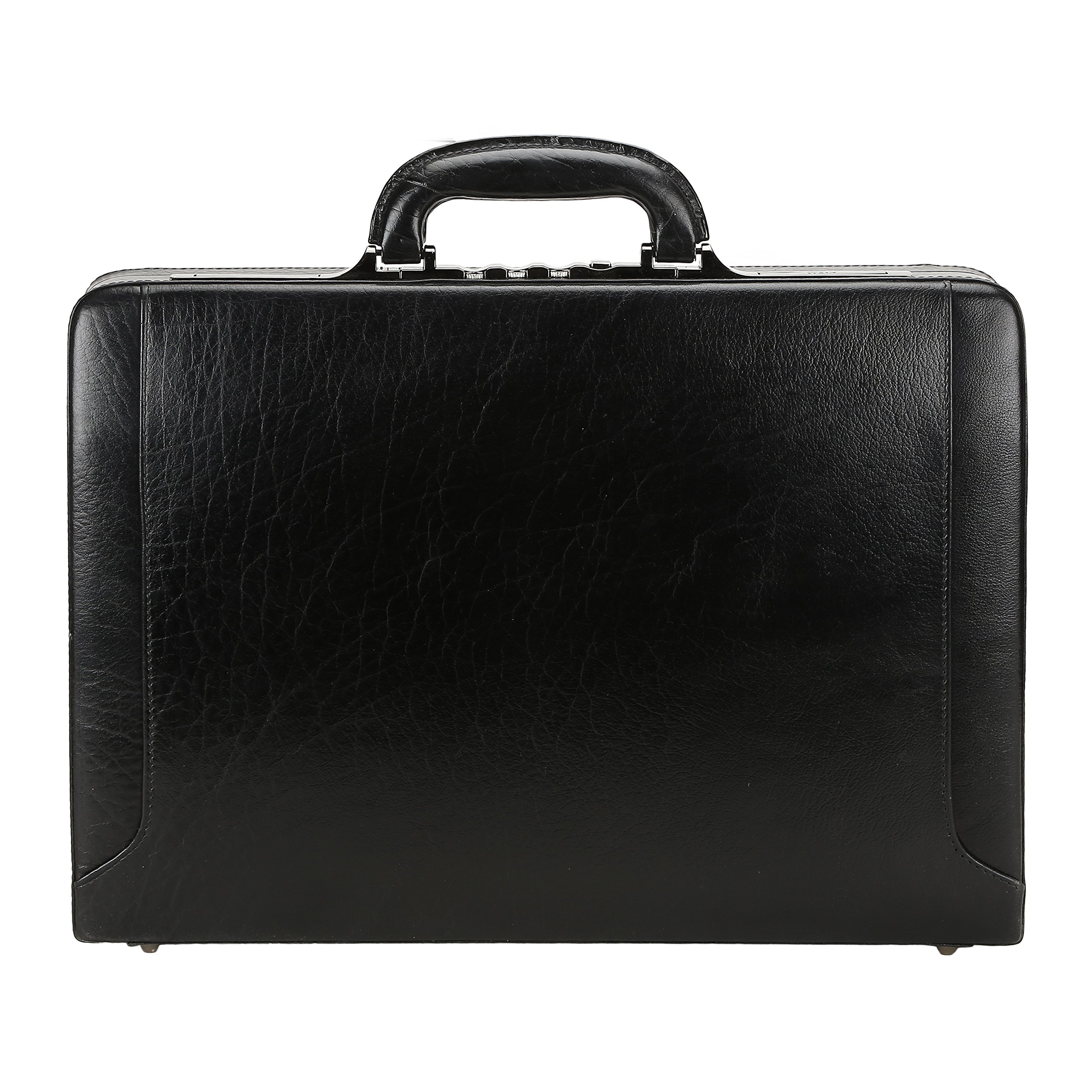 Black Leather Attache Case Hard Sided with Combination Locks-image-44