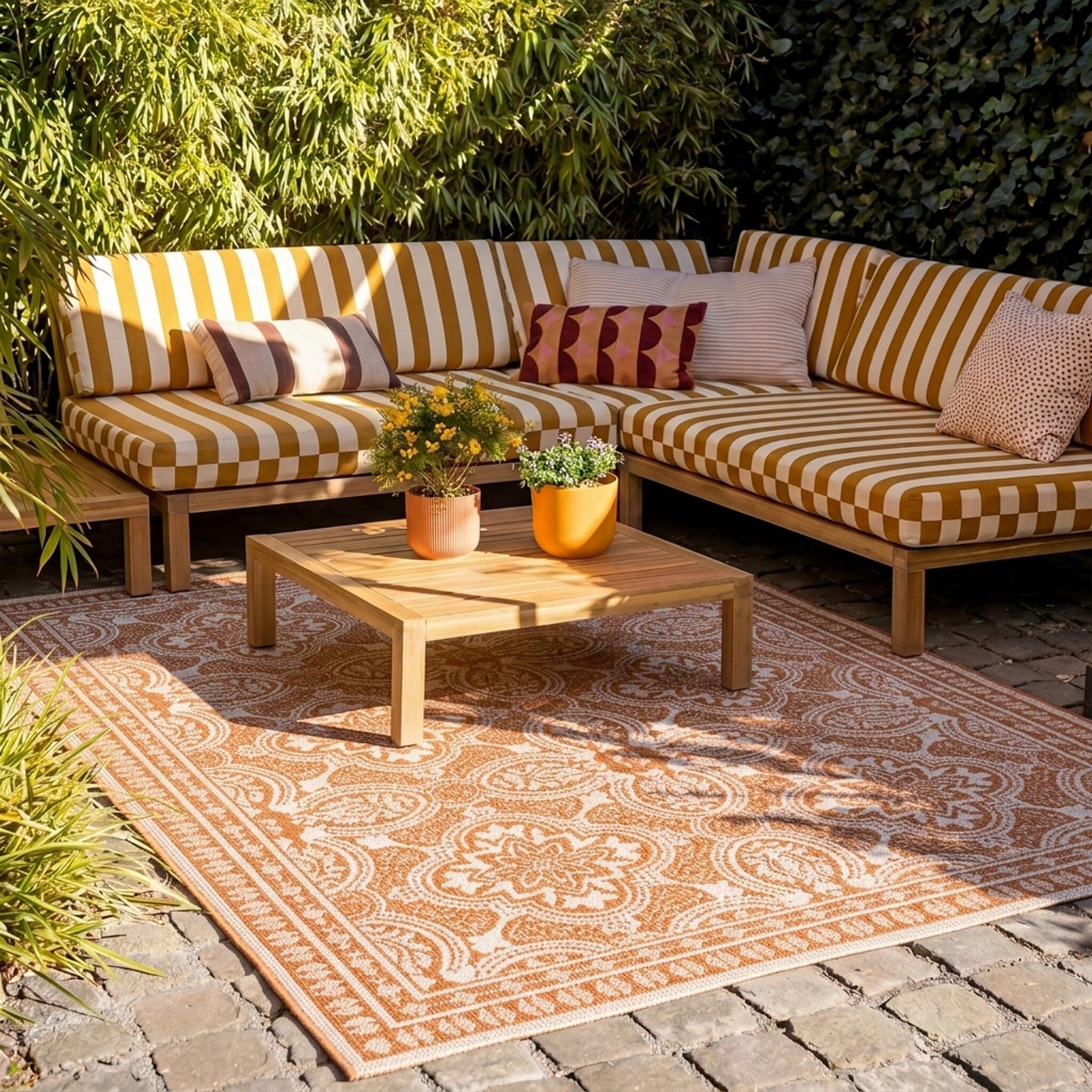 Tapis d'extérieur terracotta 200x290 pour sublimer votre terrasse cet été