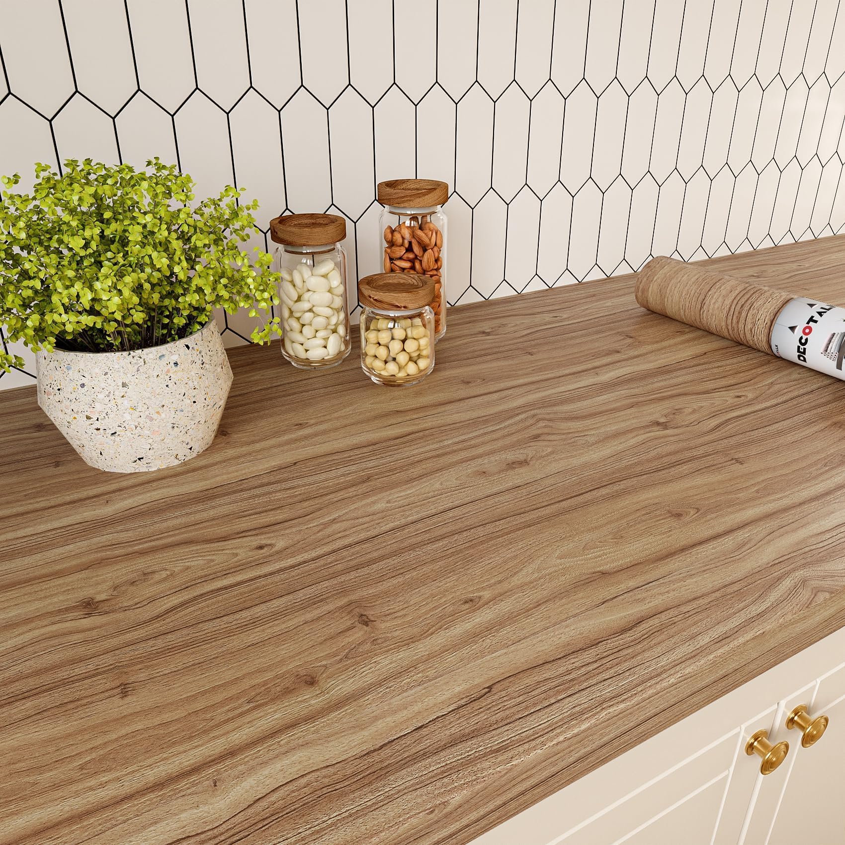 Decotalk Dick Klebefolie Holzoptik Selbstklebend Braun 81X300cm Möbelfolie Holz Braun Klebefolie Möbel Matt Folie für Möbel Holzoptik fur Wand Küche Arbeitsplatte Küchenschrank Tische Wasserdicht