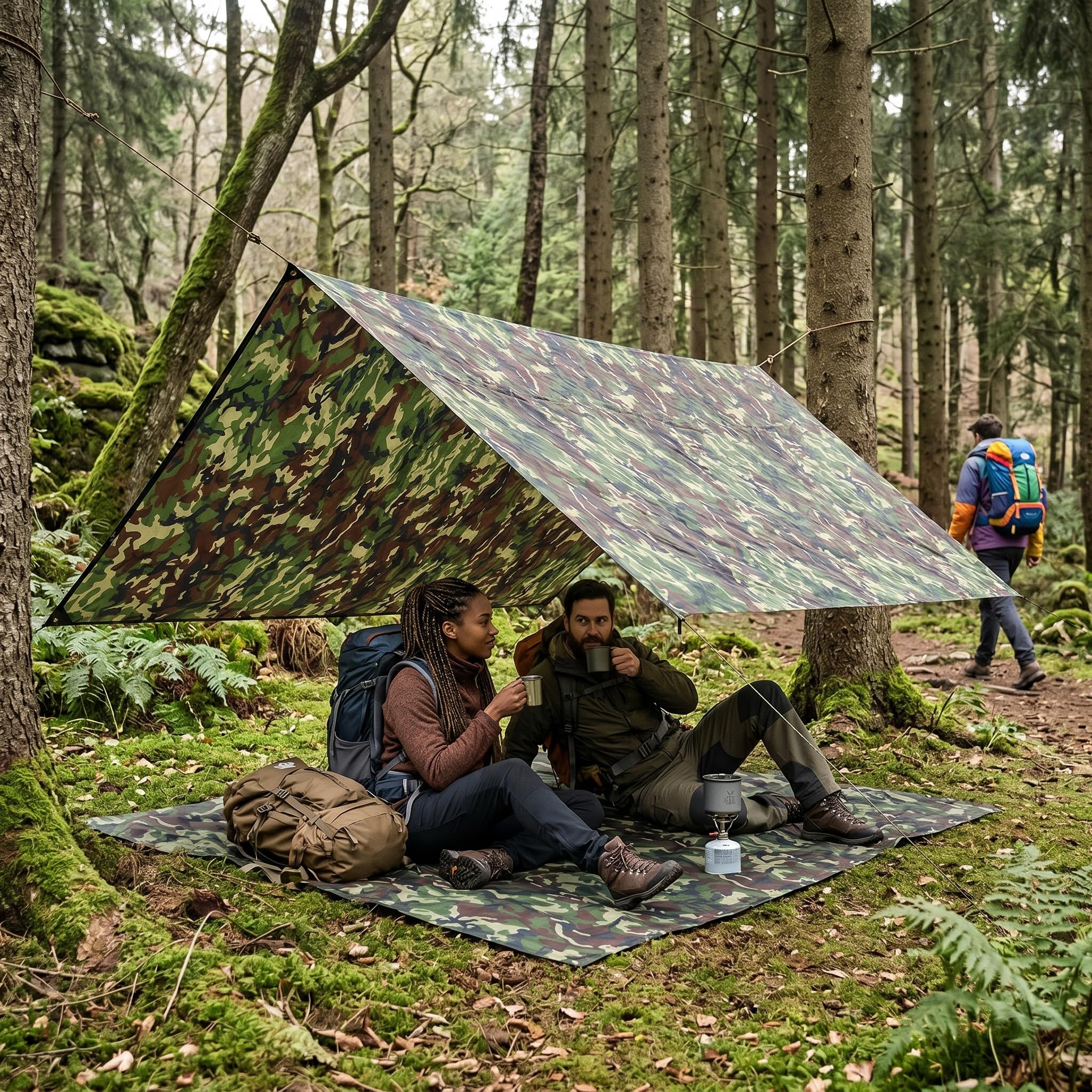 Zelt Plane Footprint Camping Tarp Hängematte Regenfliege Tarp Shelter Groundsheet für Camping Wandern(3 * 2.9M)