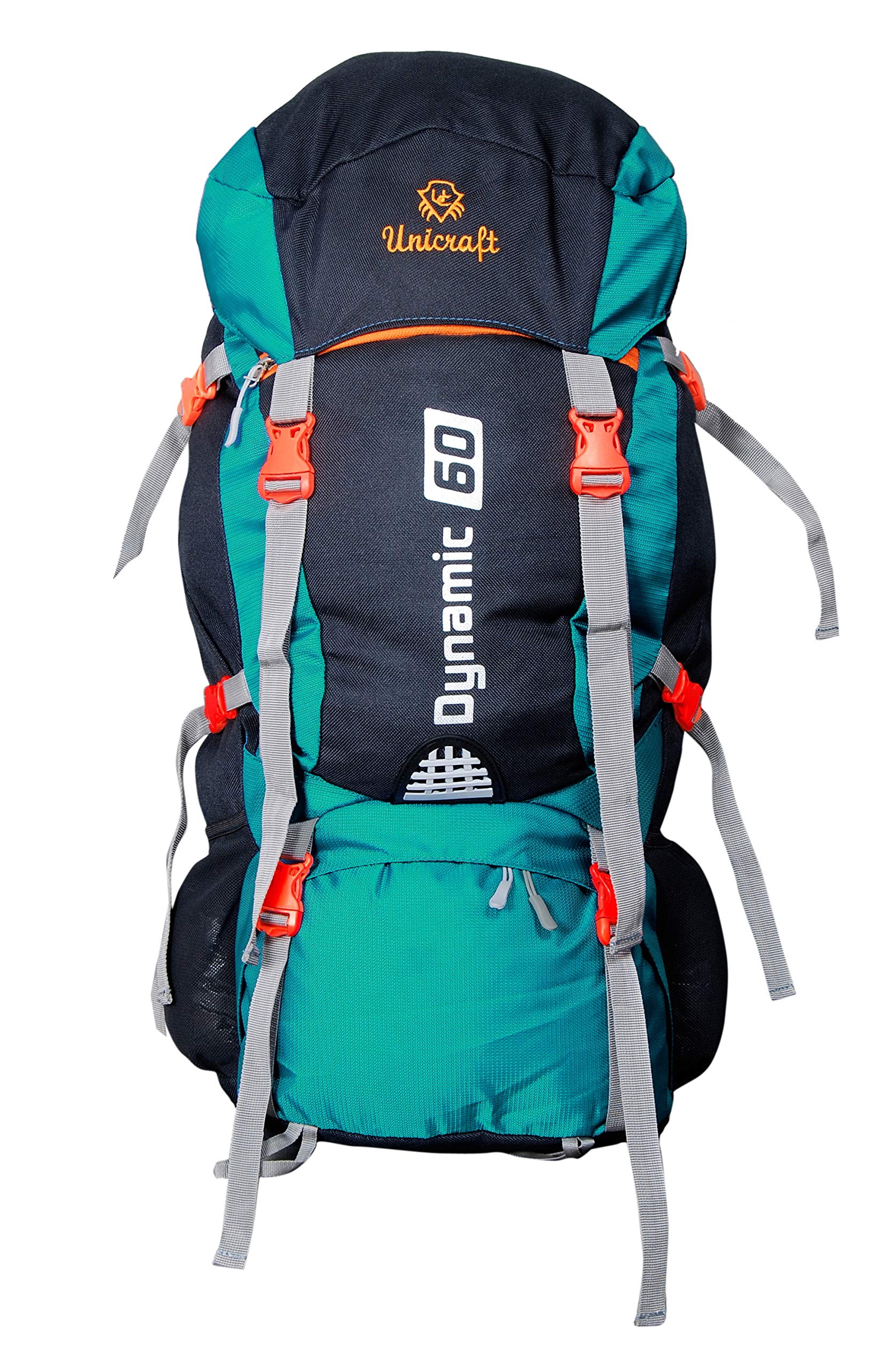 Unicraft 60 Litre Waterproof Rucksack Dynamic, Gear Up Backpack Bag for Travelling Hiking Camping Trekking with Laptop Compartment+ Rain Cover(Airport Green)