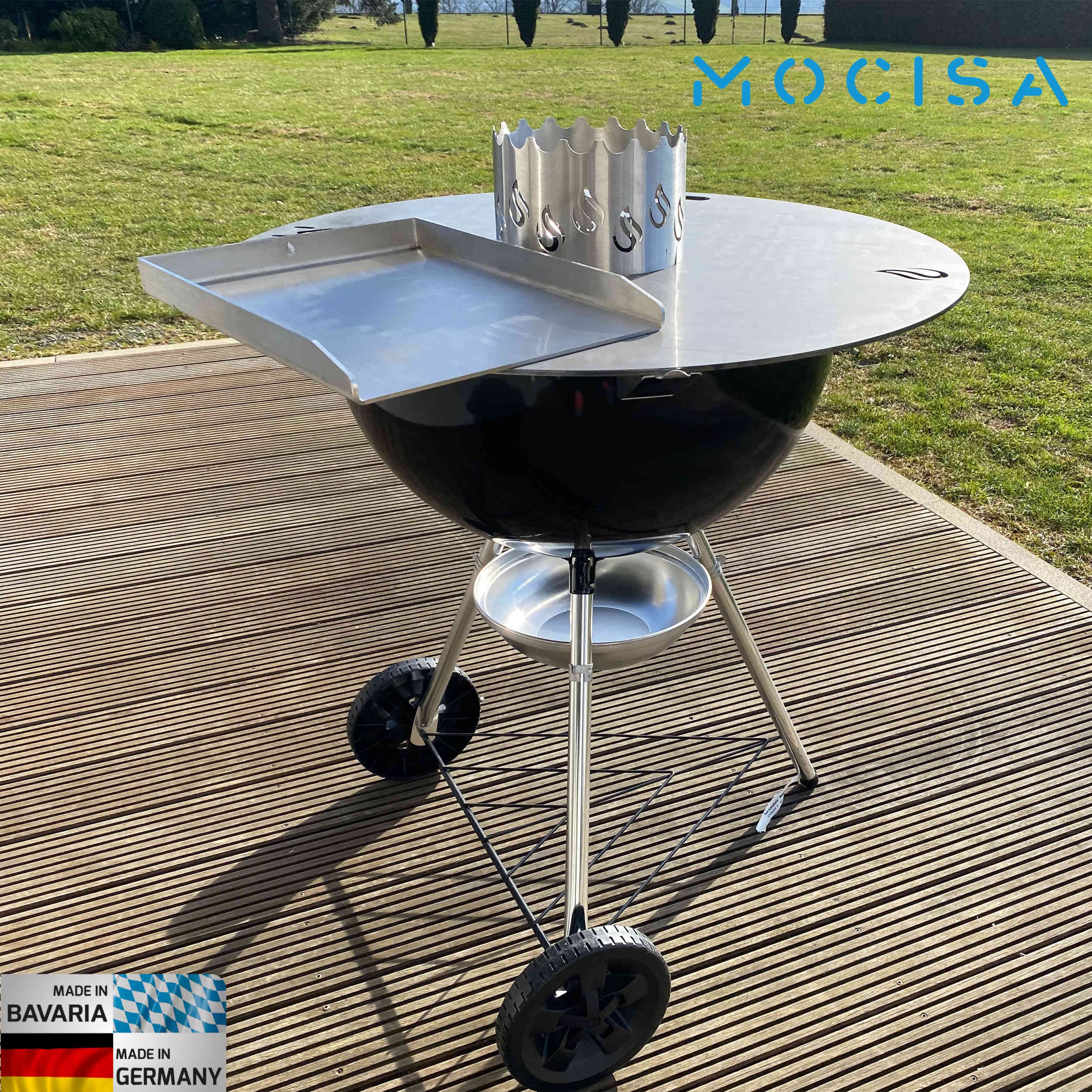 mocisa Stainless Steel Wok Attachment 20 cm for Fire Plate Diameter 80 cm Diameter 93 cm Diameter 100 cm, Silver - Image 4