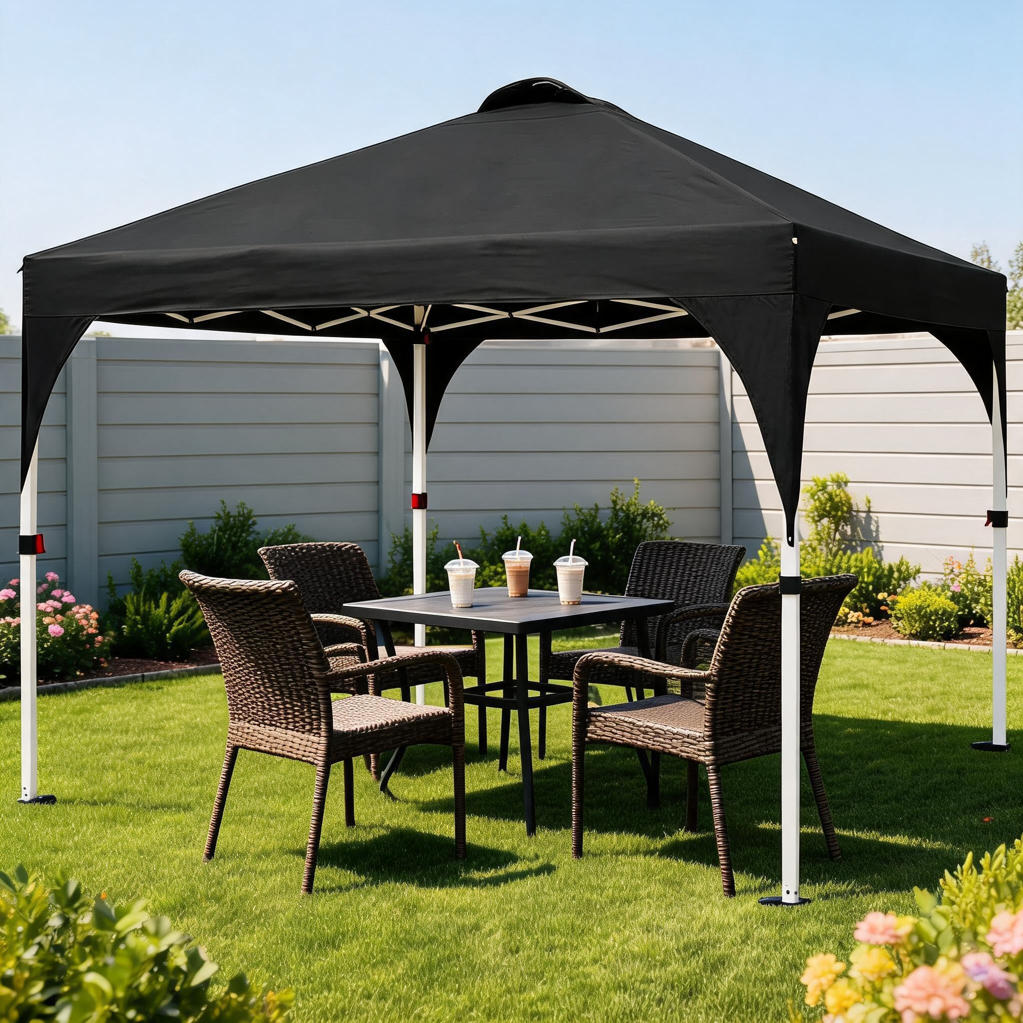 Pop Up Gazebo 3x3m Central Lock, Oxford Fabric Canopy, Black