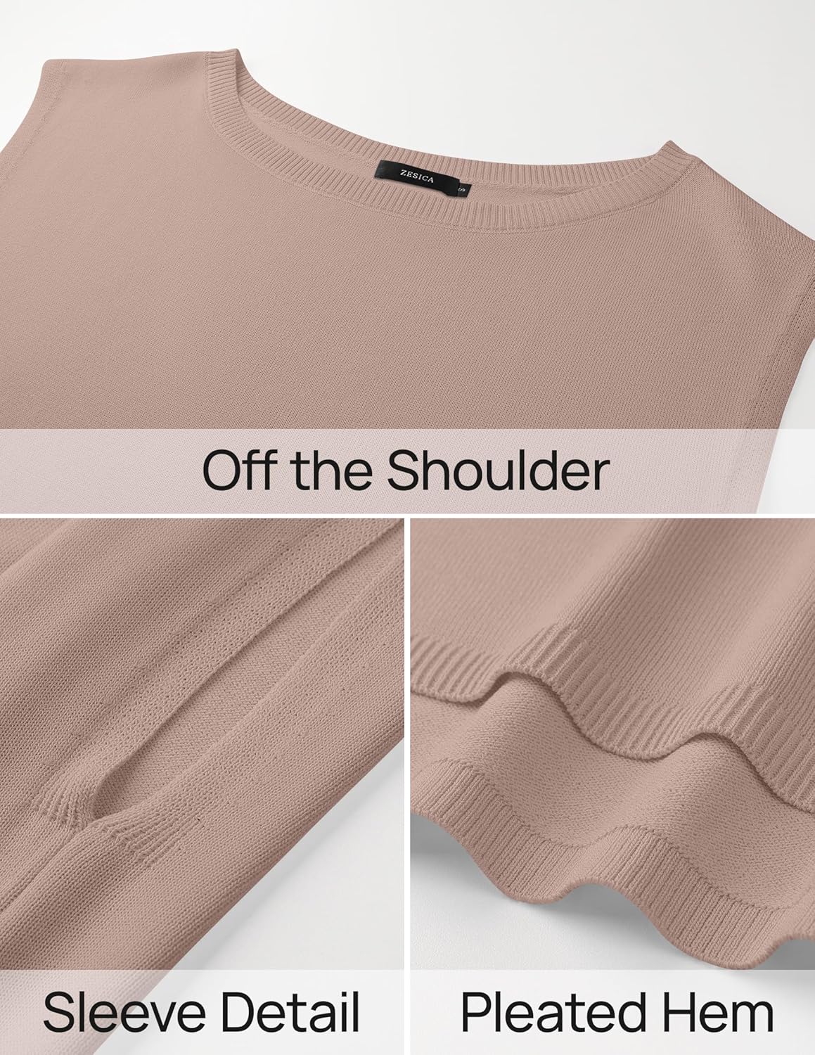 ZESICA Women's Summer Off The Shoulder Knit Tops 2026 Casual Short Sleeve Oversized Shirt - Image 7