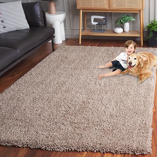 Miniatura 6 de Safavieh - Alfombra de peluche, hecho a mano, clásico, colección Shag. SG240A , Acrílico, Marrón topo