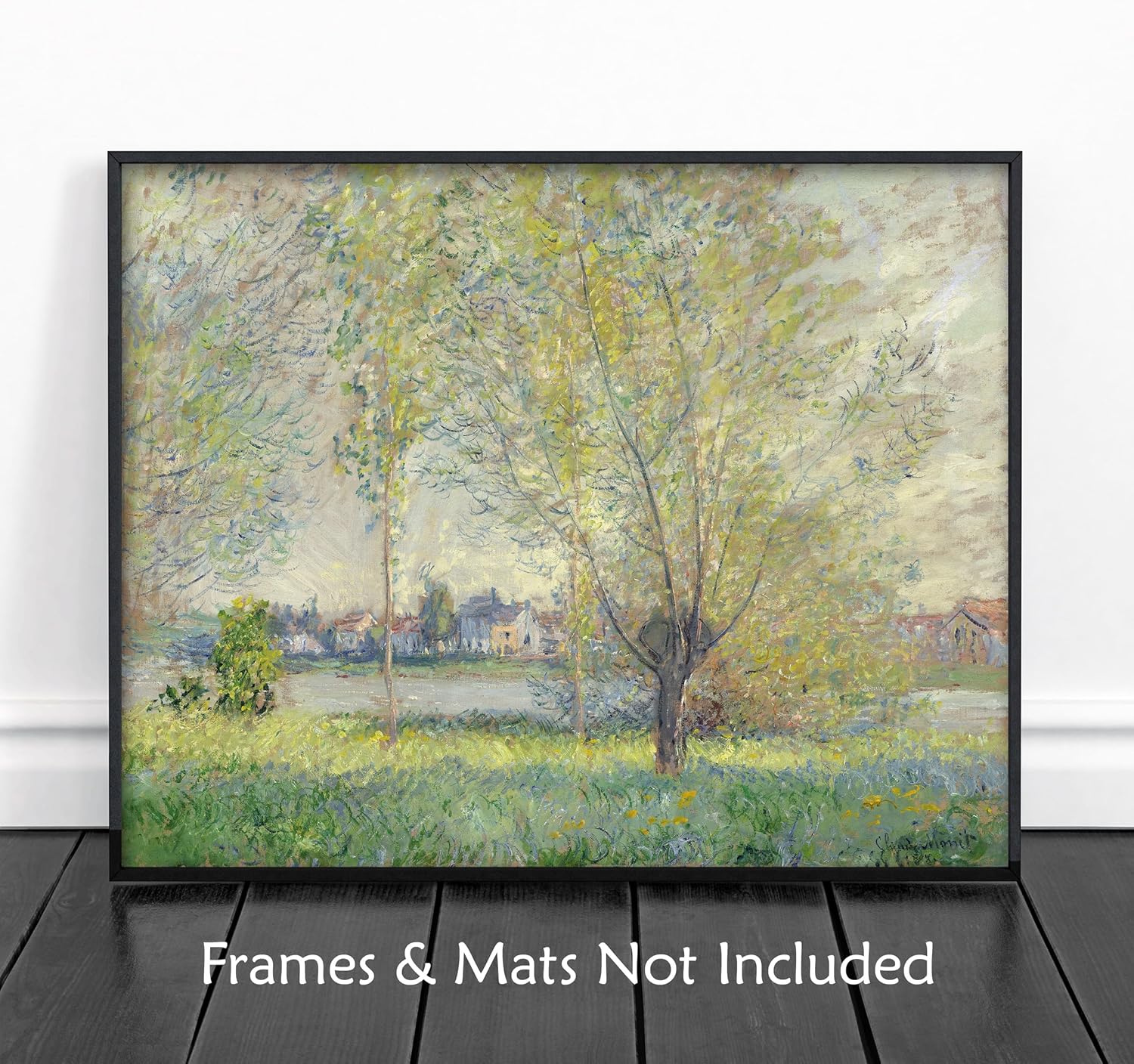 | The Willows Monet Art, Vintage Country Landscape - Claude Monet Print, Green French Farmhouse Decor, Early Summer Wall Art (11x14 Print - Unframed)