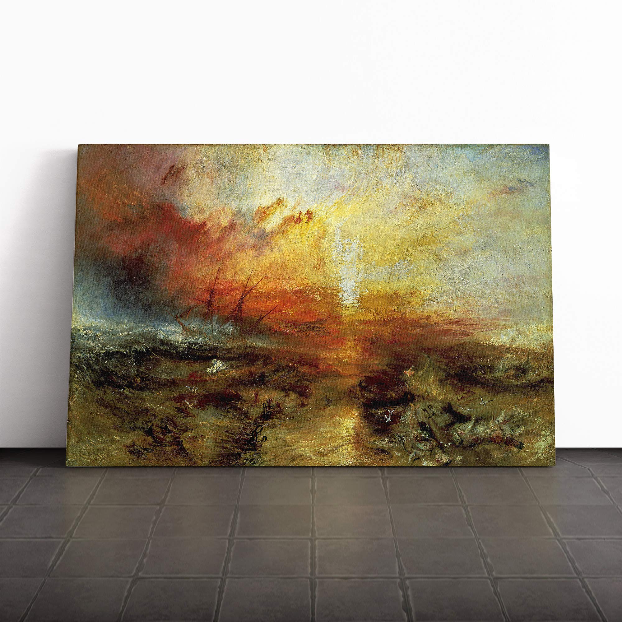 Joseph Mallord William Turner The Slave Ship Canvas Print | Gallery Wrapped 30mm Frame Wall Art | 30x20 inches | Ready to Hang | Contemporary Seascape Picture | Living Room Bedroom Lounge Office