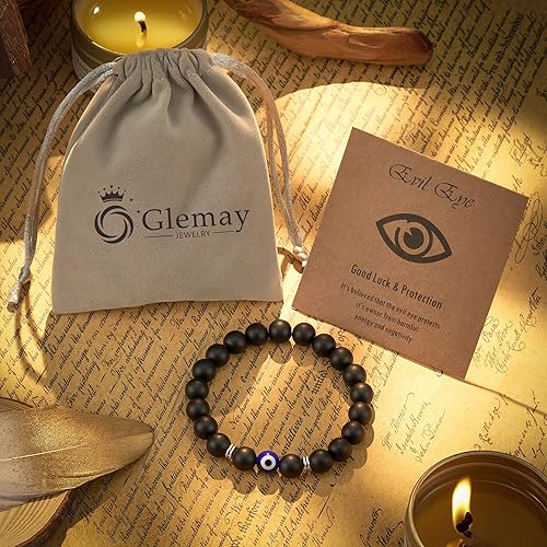 Miniatura 6 de Pulsera contra el mal de ojo para hombre, pulsera de piedra natural, amuleto de buena suerte para niño