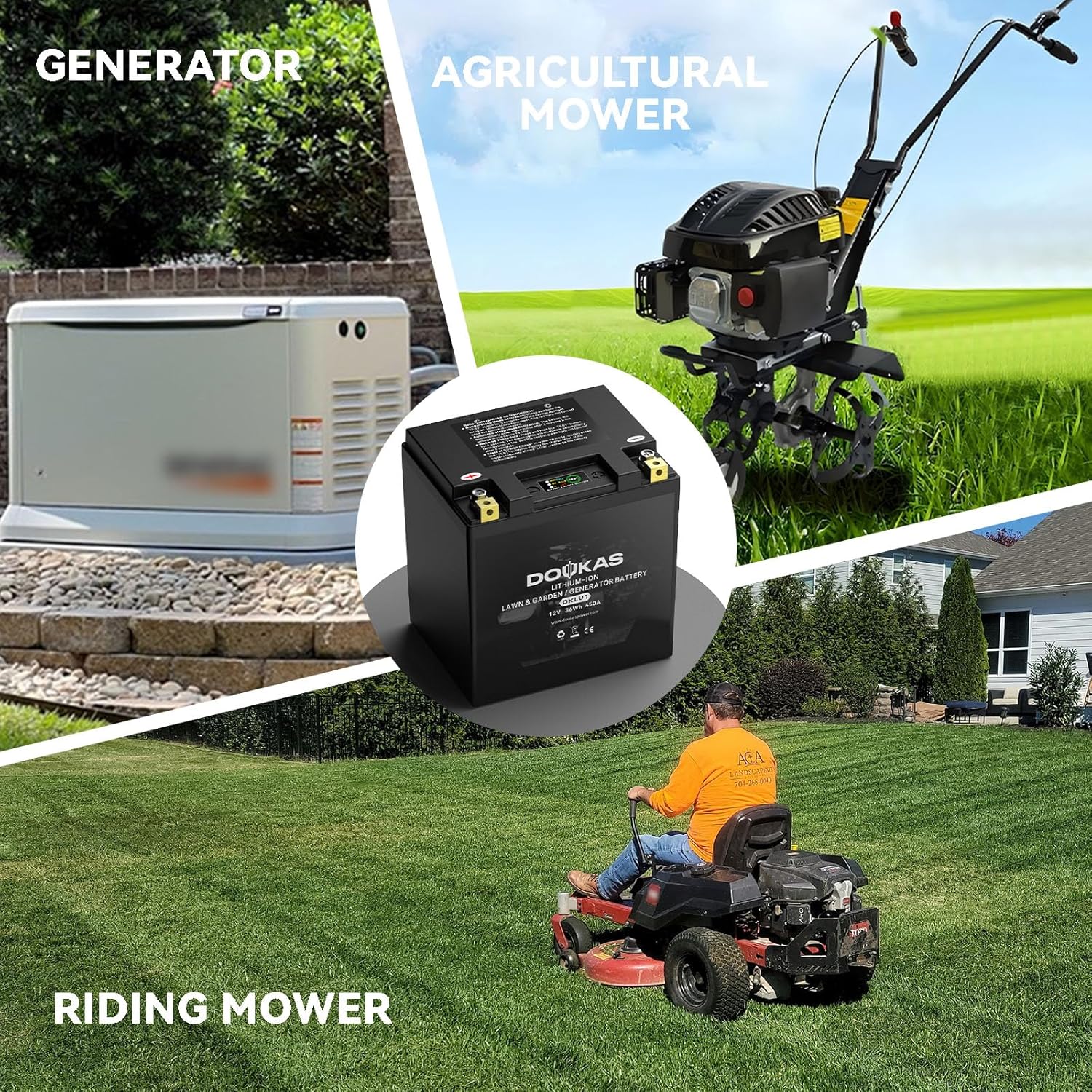 DKLU1 Group U1 Lithium LiFePO4 Lawn Mower Battery, 12V 3Ah 450CCA Generators, Garden Tractor Starting Battery, Compatible with Craftsman, John Deere, Cub Cadet, Husqvarna, Ariens, Troy-Bilt