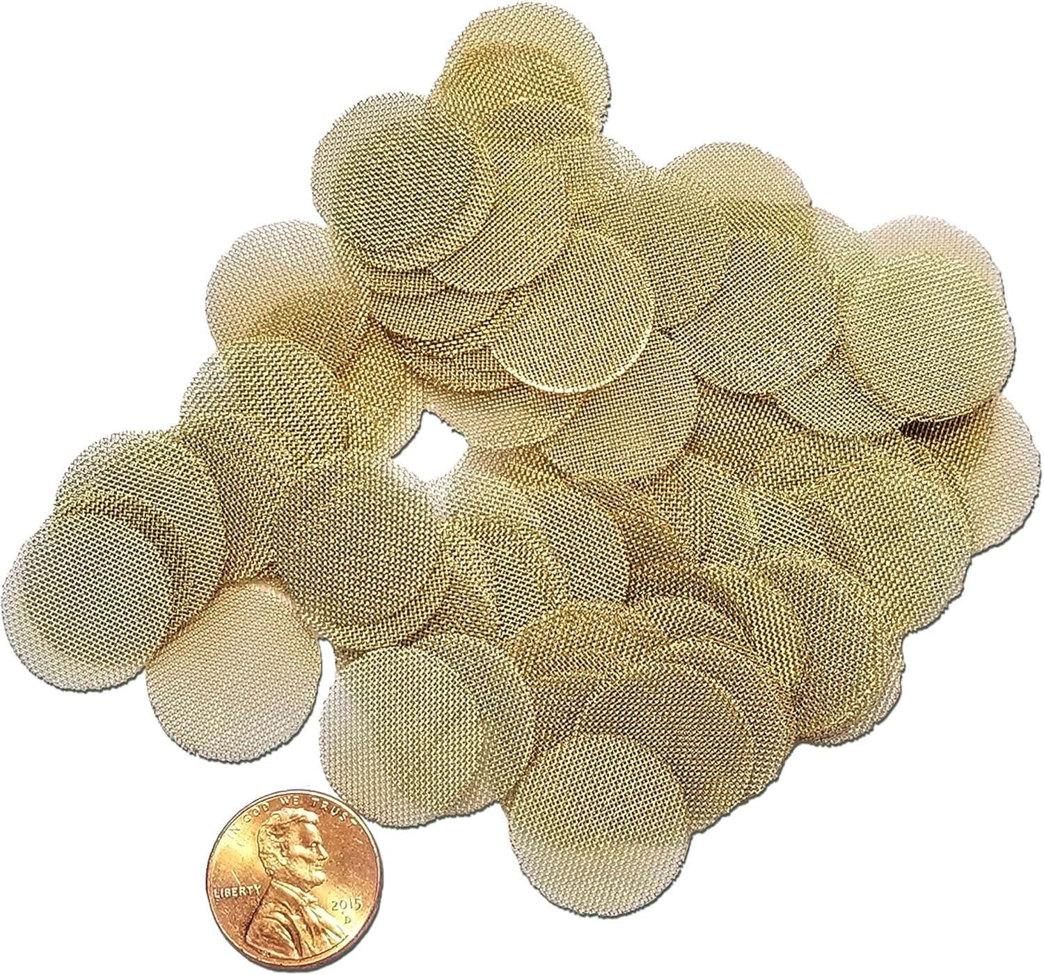 Brass Filters In StashTins SuperUser Pack - Premium Quality Pipe Aeration Filters - 20 StashTins With 100 Brass Screens 20 StashTins With 50 Brass Screens, 3/4 Inch (1.9 cm) USA-Made Brass Filters In Limited Edition YippyGroove StashTins - Made In The USA (SU Set)