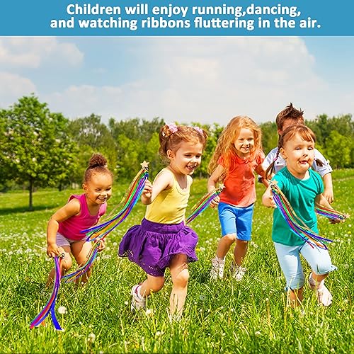 Miniatura 5 de Cometa de cinta de mano de color arcoíris, campanas de cinta, varita de viento, cinta bailarina, serpentina para niños, regalos de baby shower,
