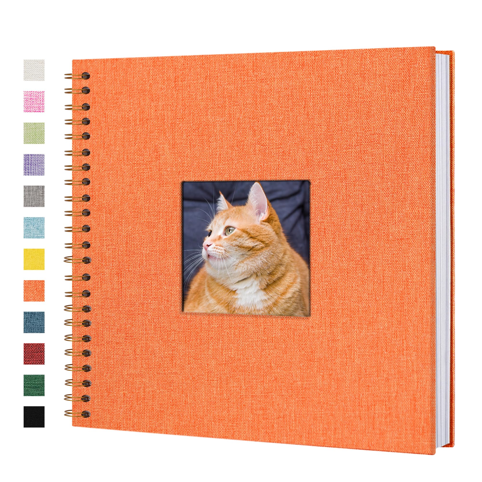 Yopih Linen Covered Scrapbook Photo Album, 12x12 Inches with Hardcover Kraft White Pages - Ideal for Travel, Wedding, Guest Book, Christmas, Baby