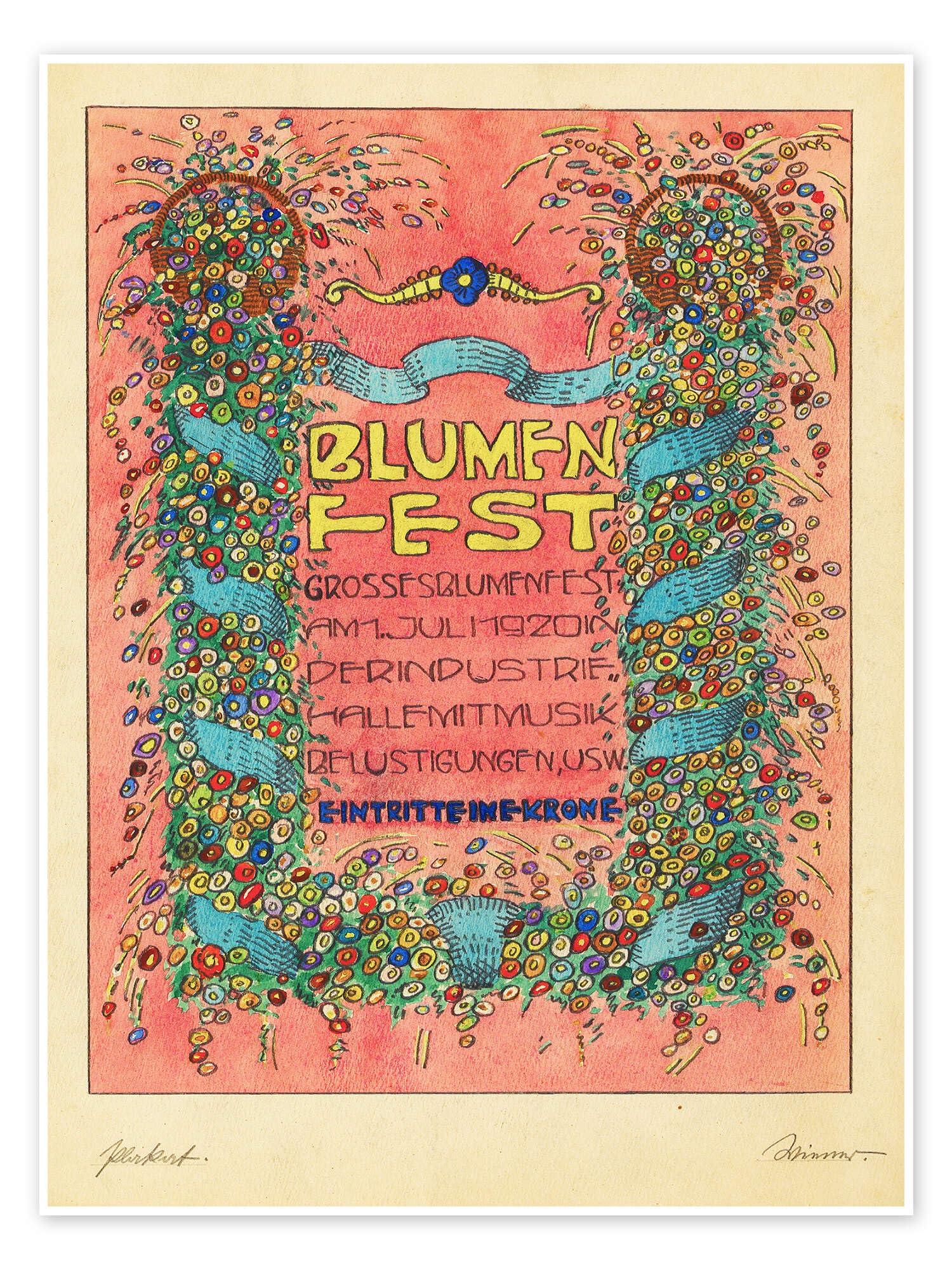 Posterlounge Flower Festival Poster | 90 x 120 cm di Karl Wiener Rosato Quadri Decorazione per pareti