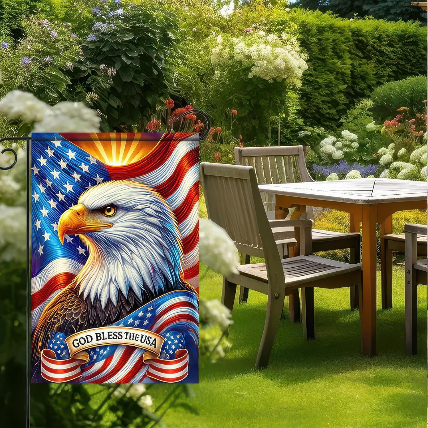 God Bless America Patriotic Garden Flag 12x18 Inch Vertical Double Sided Eagle USA American Flag Yard 4th of July Independence Day Yard Flags Banner for Farm Outdoor Decorative Outside - Image 5