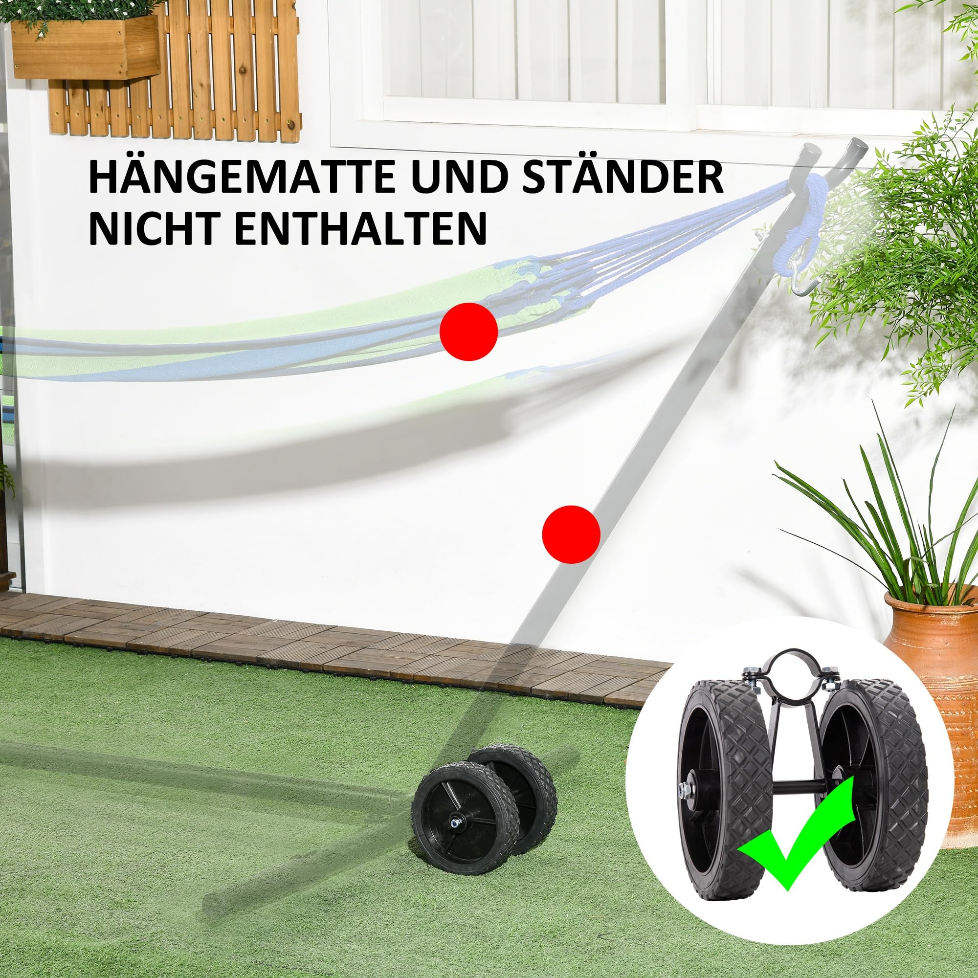 Outsunny Kit de roue de hamac résistant aux intempéries - Roue de support universelle portable pour support de hamac - 20 x 18 x 18 cm - Noir