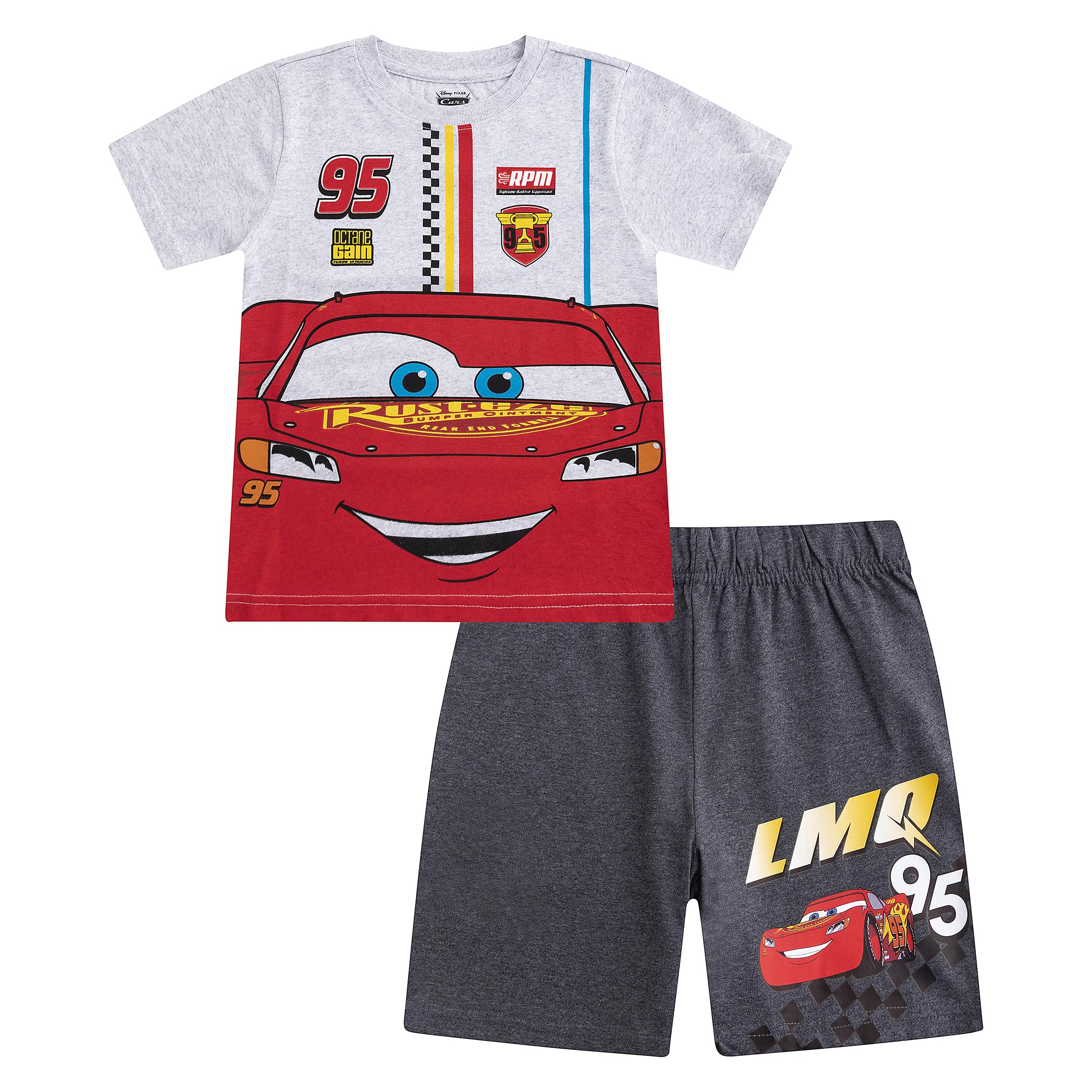 Disney Cars Lightning McQueen, maglietta a maniche corte e pantaloncini, set da 2 pezzi, per bambini piccoli e grandi