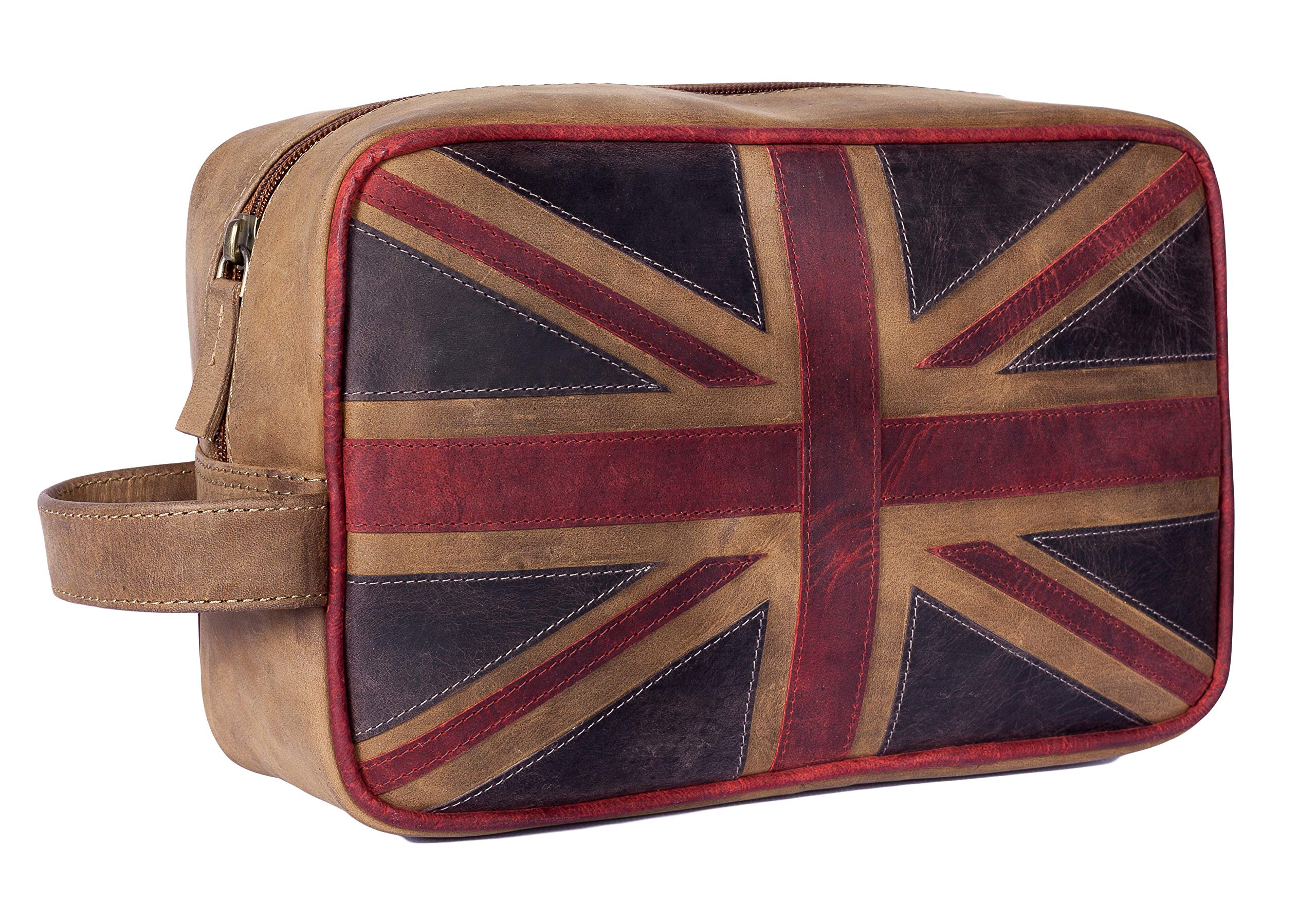 Mala Leather Męskie / chłopięce przybory toaletowe miękka skóra torba do mycia Union Jack