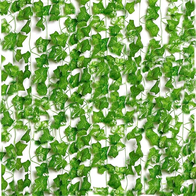 ROYALLATO Artificial Ivy Garland Fake Vine Ivy Garland Green Leaves Fake Plants Hanging Vine Plant for Wedding Party Wall Room Decoration Aesthetic Indoor & Outdoor Bedroom Garden Decor 6 Pcs