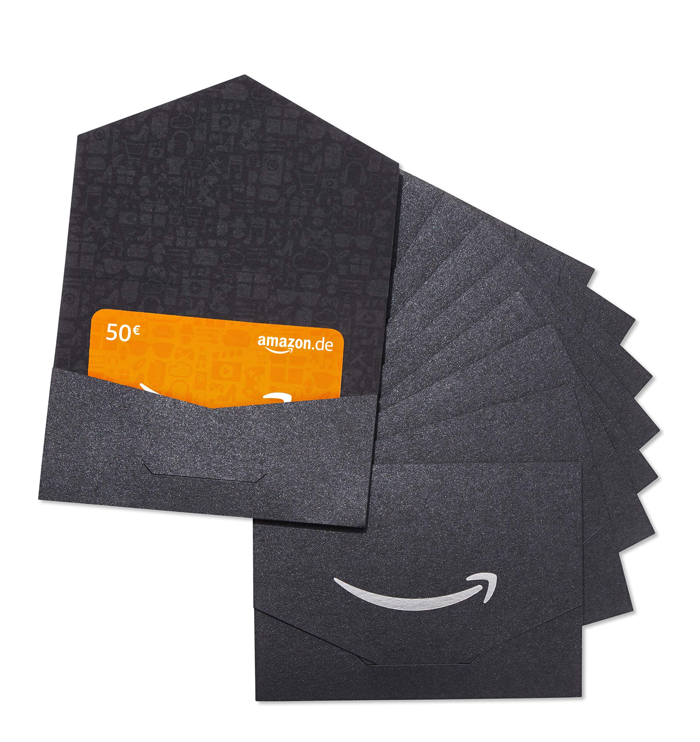 Amazon.de 50€ Gutschein im 10er Multi-Pack (Geschenkkuvert Schwarz und Silber)