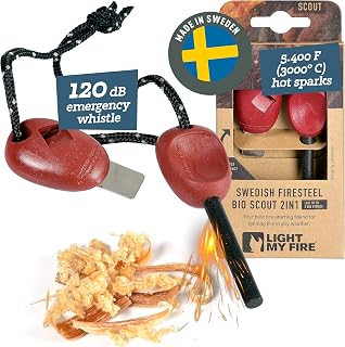Light My Fire Flint Fire Starter Ferro Rod Survival Tool Scout — Fire Steel Bushcraft Gear — Flint and Steel Magnesium Fire Starter Kit — 2-in-1 Fire Starters for Campfires — 3,000 Strikes