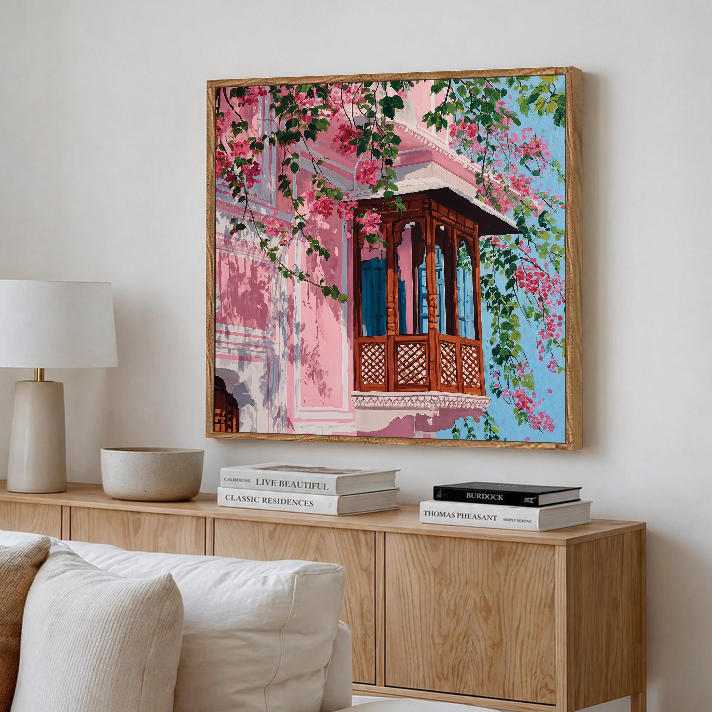 Jaipur Pink City Framed Painting For Living Room | Jharokha Art