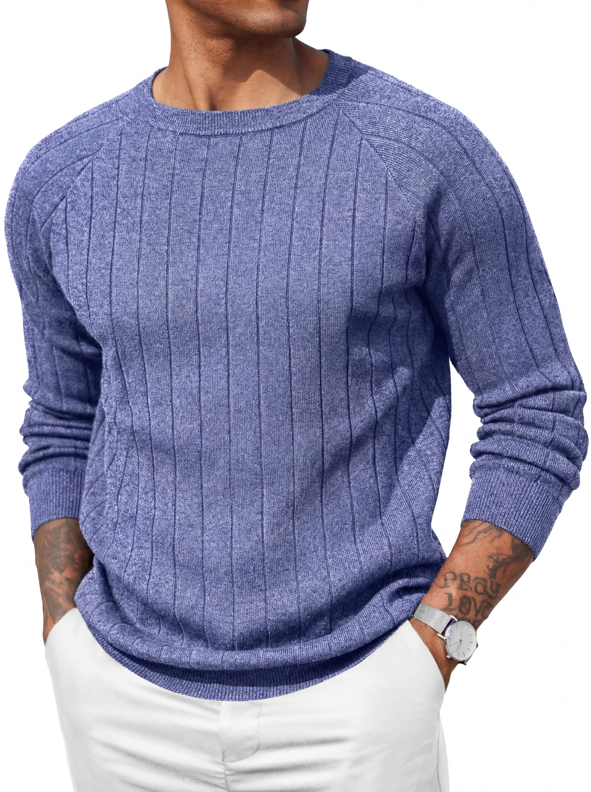 COOFANDY Mens Crewneck Pullover Sweater Business Casual Knit Sweater