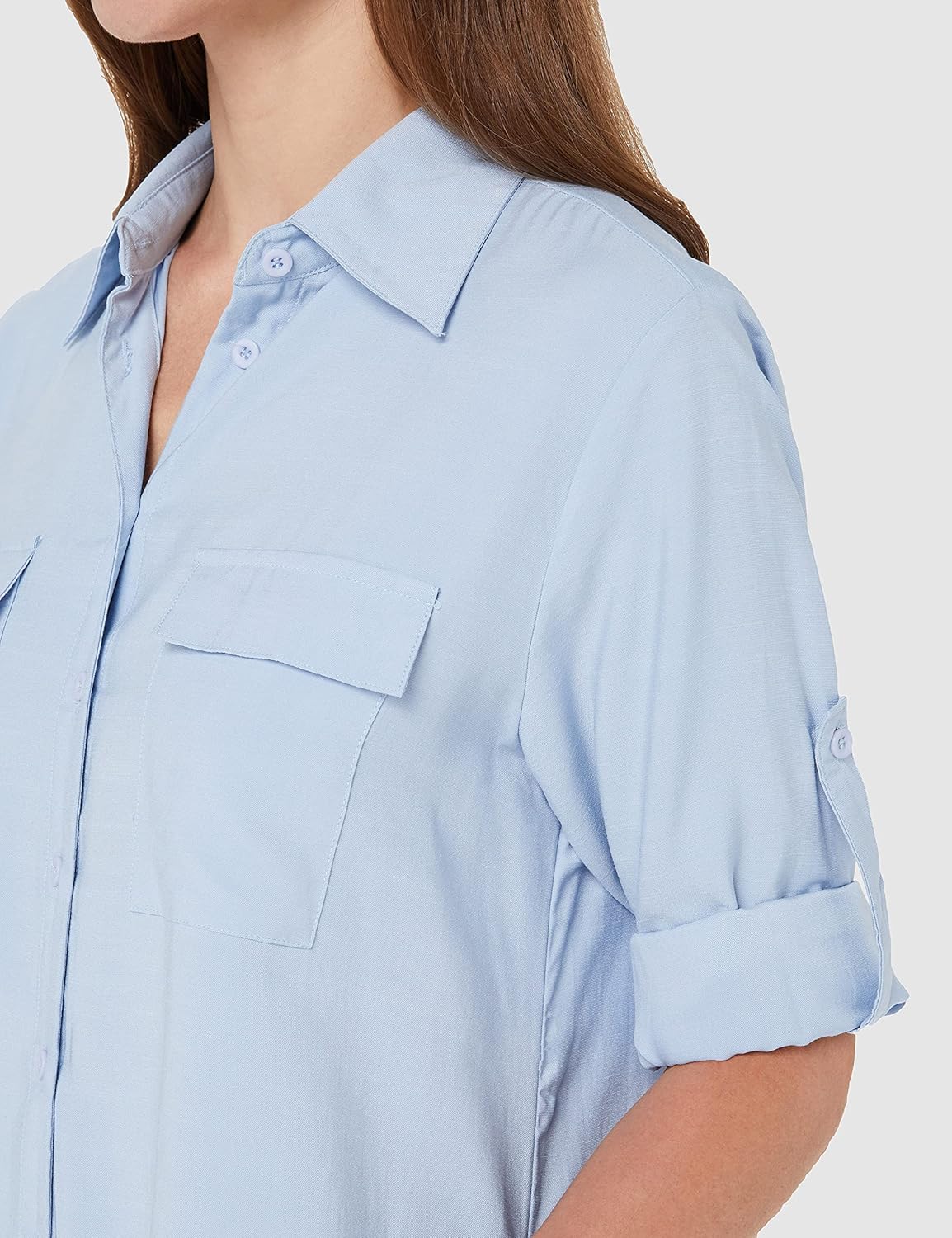 MANAIXUAN Women's Shirt Dress V Neck Long Sleeve Loose Casual with Pockets Front Button - Image 3