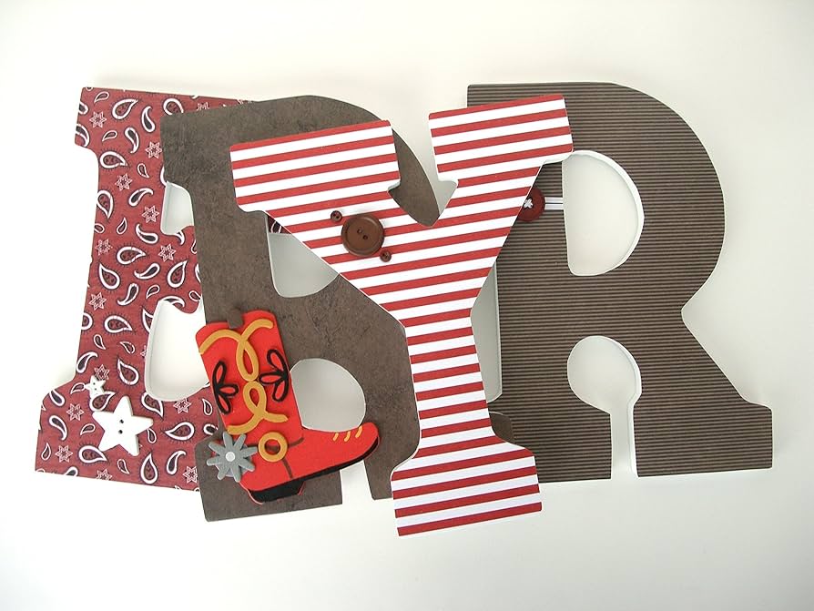 8 LETTER Rope Name Sign, Western Rope Name Art WITH BANDANNA, Western