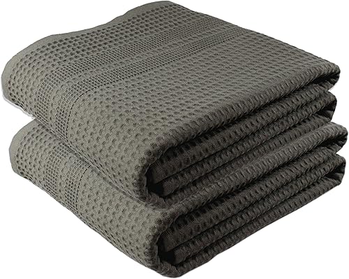 Miniatura 10 de GILDEN TREE Juego de toallas de gofre, de secado rápido, finas, 2 toallas de baño, 2 toallas de mano, 2 toallas pequeñas, estilo clásico (peltre)