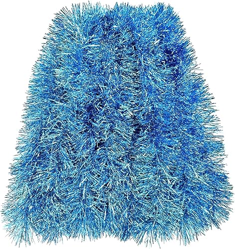 Guirnalda de oropel de Navidad de 32.8 pies, guirnalda de oropel con punta de escarcha verde oscuro, guirnalda metálica gruesa de nieve blanca para