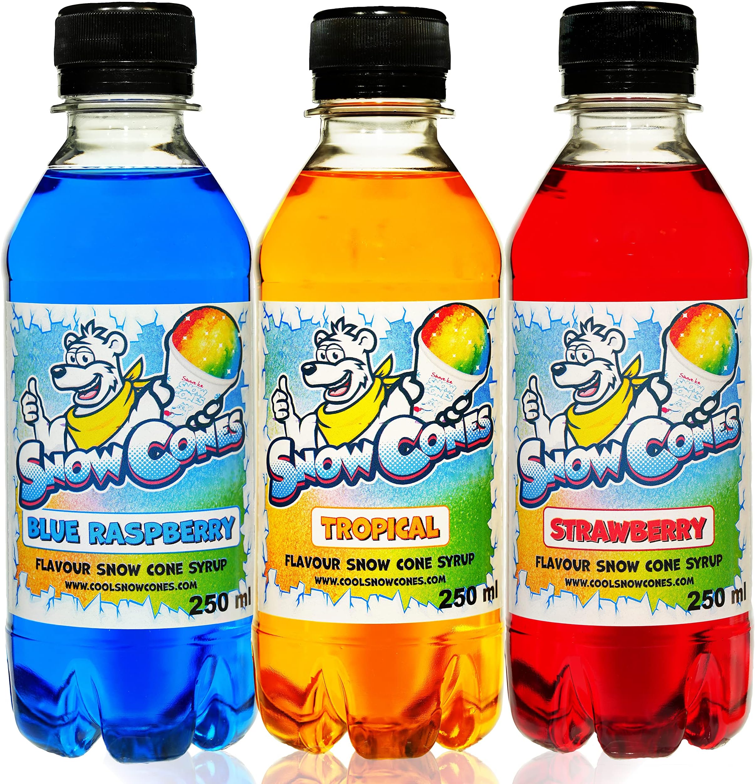 Snow Cone Syrup | Slush Syrup - 3 x 250ml Bottles - Rainbow Pack