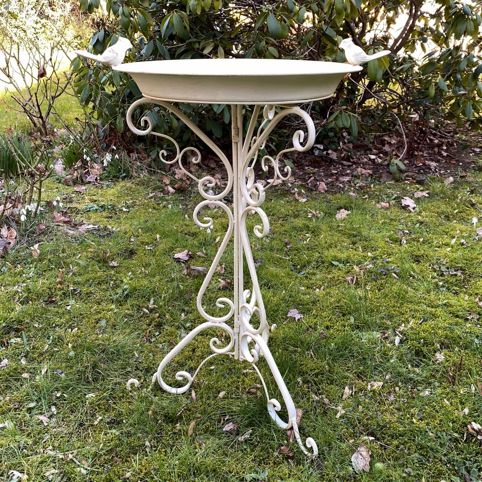 Pila para pájaros bebedero jardín 75cm blanco crema