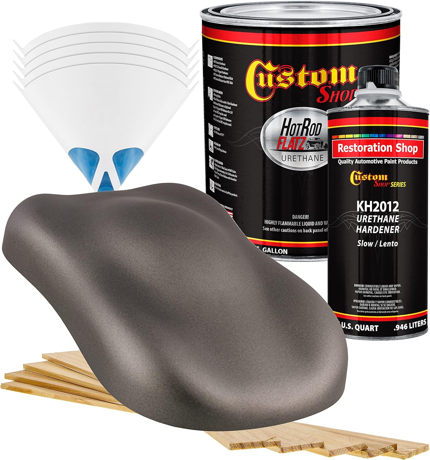 Custom Shop - Tunnel Ram Gray Metallic - Hot Rod Flatz Flat Matte Satin Urethane Auto Paint - Complete Gallon Paint Kit - Professional Low Sheen Automotive, Car Truck Coating, 4:1 Mix Ratio