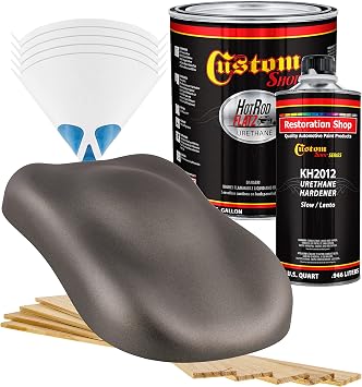 Custom Shop - Tunnel Ram Gray Metallic - Hot Rod Flatz Flat Matte Satin Urethane Auto Paint - Complete Gallon Paint Kit - Professional Low Sheen Automotive, Car Truck Coating, 41 Mix Ratio