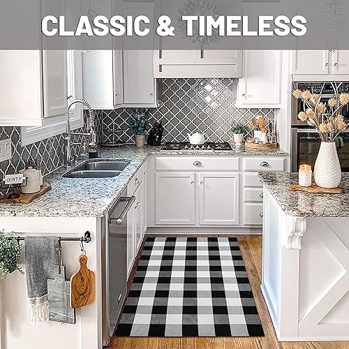 Miniatura 29 de IOHOUZE - Tapete a cuadros estilo búfalo de 5 x 8 pies para interiores y exteriores, lavable, para sala, tapete de bienvenida primavera-verano