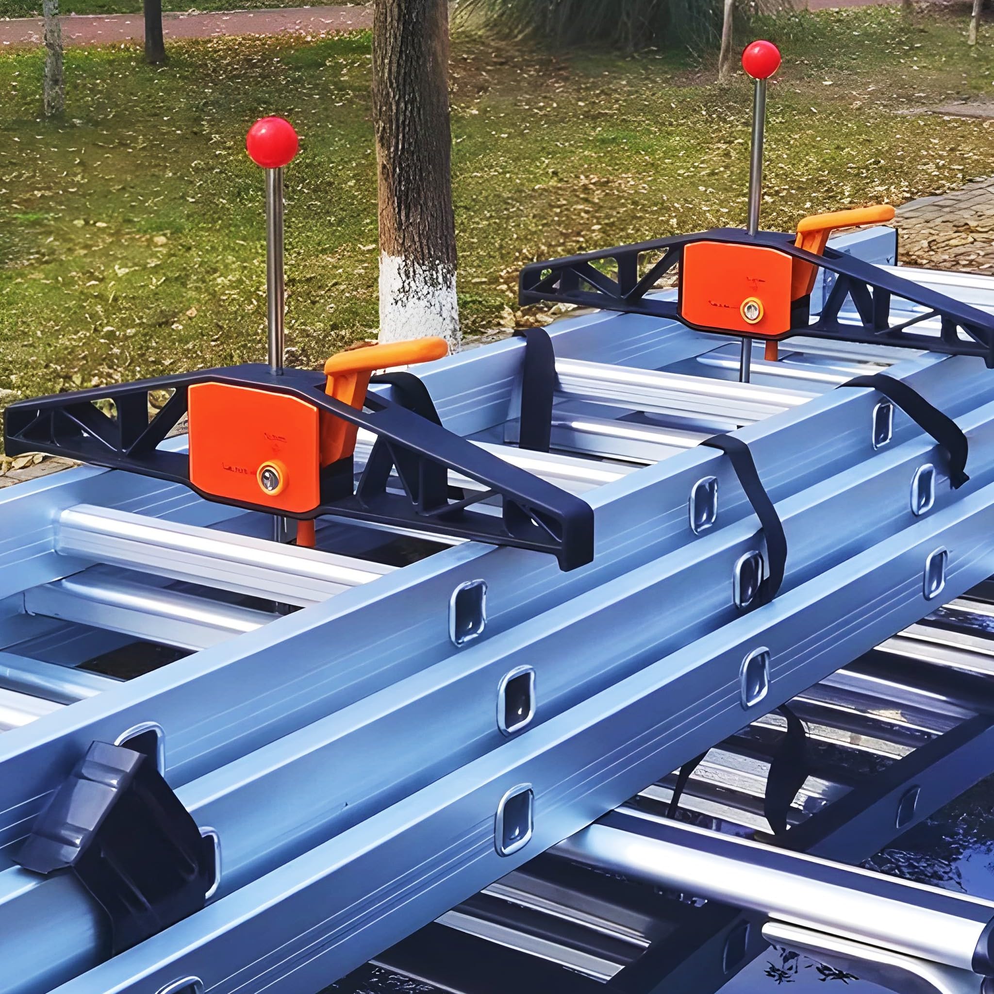 Bricoloco Sistema antifurto per fissaggio sicuro delle scale sulle barre dei veicoli – Kit 2 Pezzi di fissaggio antifurto per furgoni, auto, camper e veicoli industriali