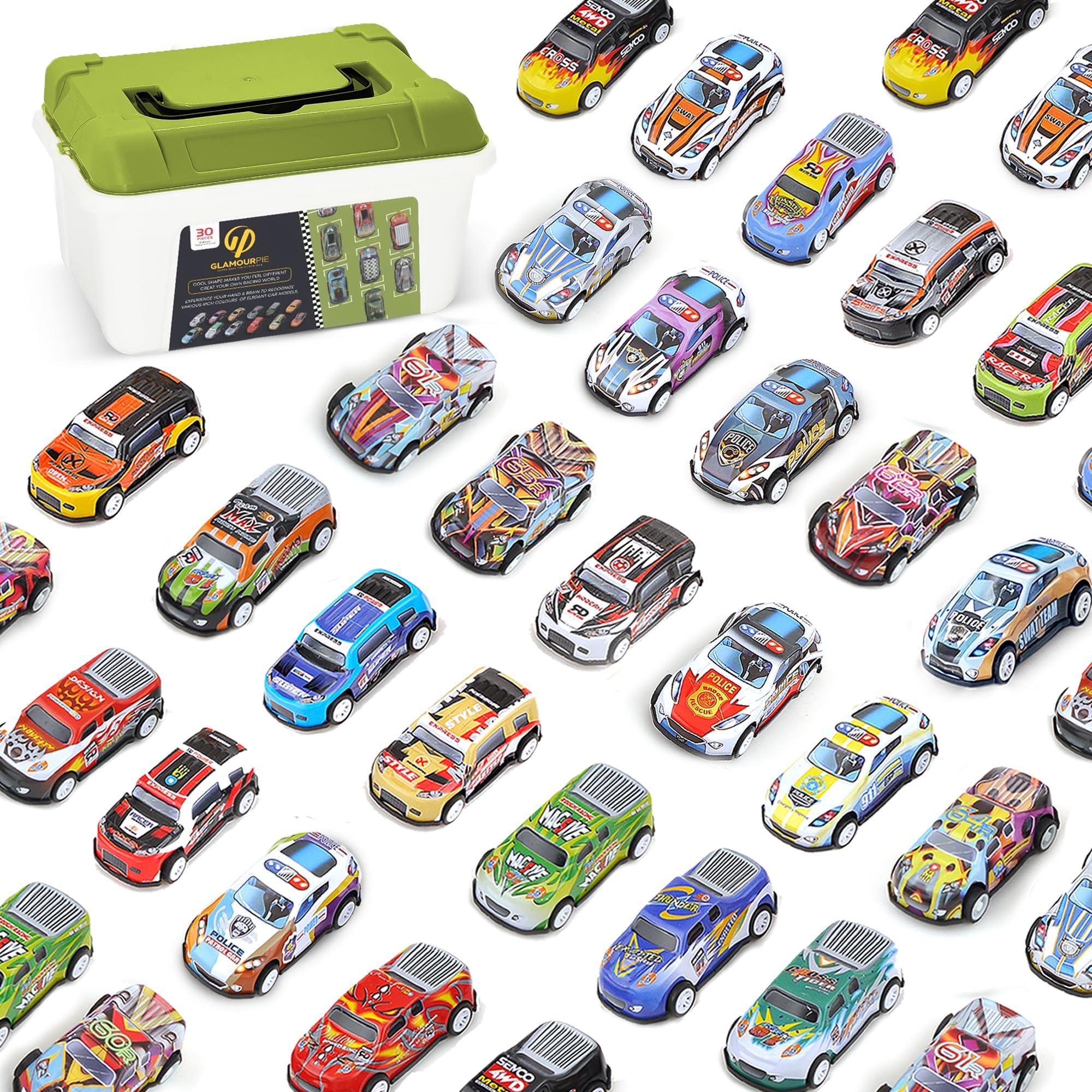 30 Pack Pull Back Toy Cars, Mini DieCast Race Cars Vehicles Bulk