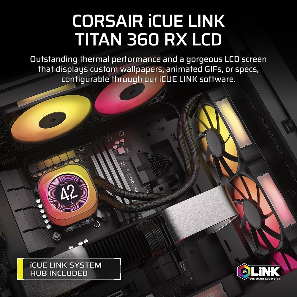 iCUE LINK TITAN 360 RX LCD【簡易水冷】 iCUE LINK TITAN 360 RX LCD Liquid CPU Cooler - White