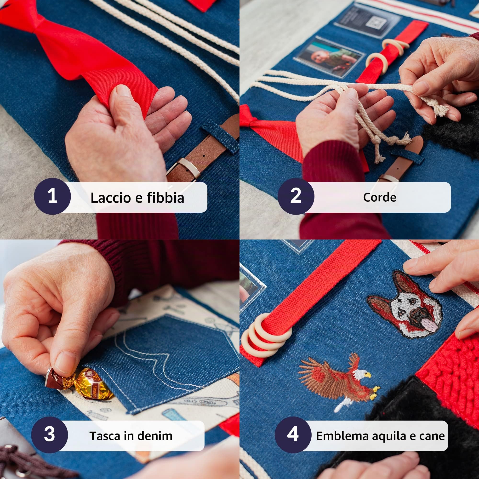 Coperta Sensoriale Per Demenza Senile | Attività Calmanti E Rassicuranti Anziani | Prodotti Demenza Senile Per Anziani | Fidget Blanket | Ideale Per Alzeheimer, Demenza, Asperger, Autismo, Ansia