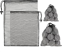 Piriuuo 2 Stück Kordelzug Netzbeutel, Netzbeutel Schwarz Nylon-Netztaschen mit Kordelzug Golfballtasche Tragbare Aufbewahrungstaschen Netz-Balltasche zum Sammeln Poolspielzeug, Golfbällen und Tennis
