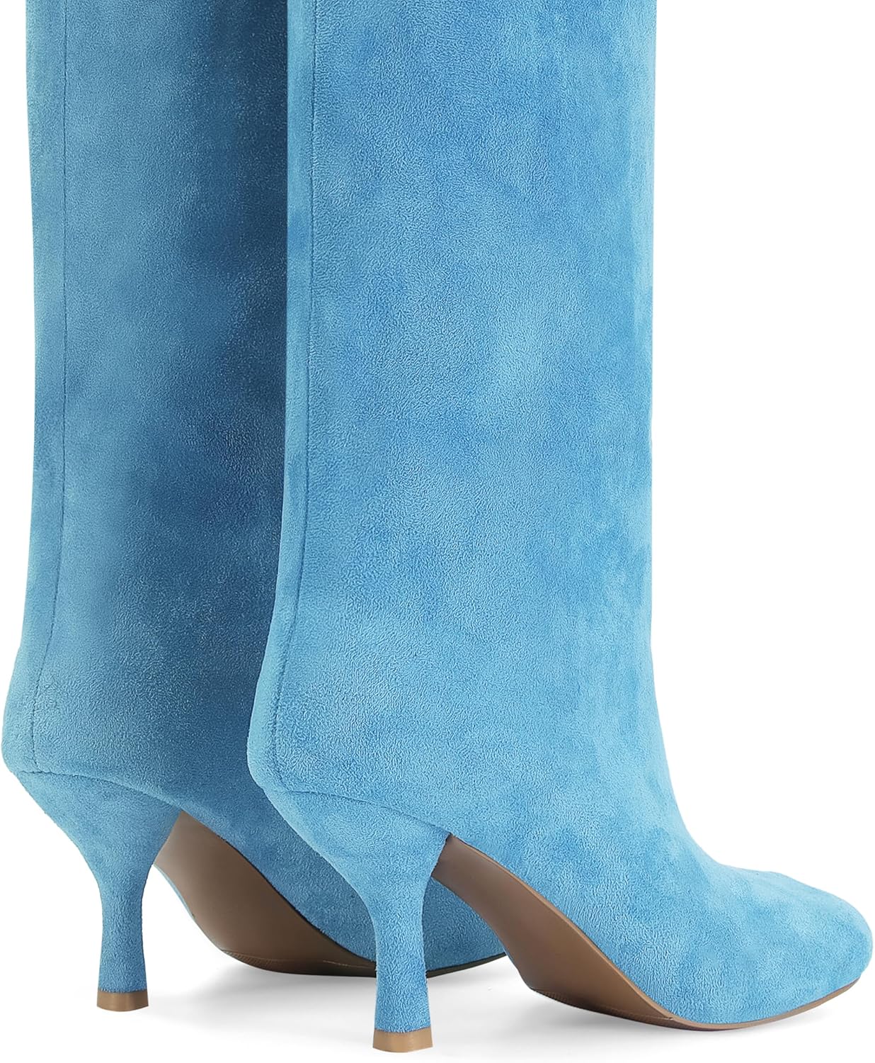 Knee High Boots for Women Faux Suede Wide Calf Square Toe Tall Stiletto Kitten High Heels Thigh Long Fall Boot Pull on Fashion Casual Cute Y2K - Image 5