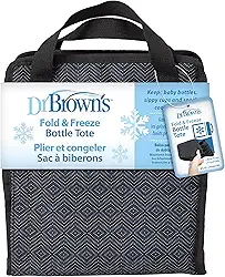 Dr. Brown's Bolsa para mamadeira dobrável e congelada, bolsa térmica para viagem, armazene até 6 mamadeiras, preta, livre de BPA