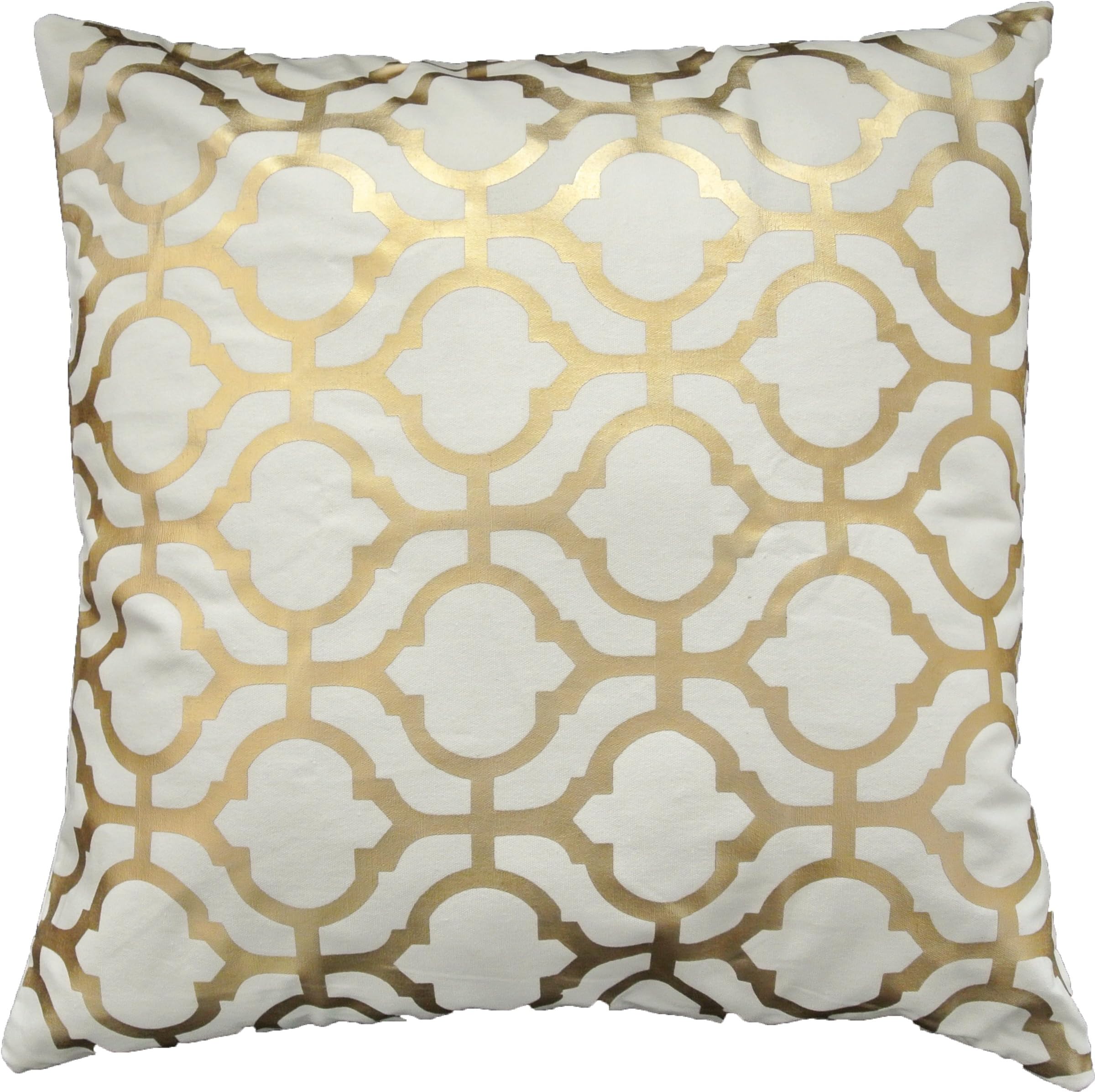 Gold Foil Geometric Print Decorative Throw Pillow COVER 18" Gold