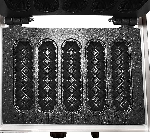 Miniatura 6 de Hotdog Waffle Iron  5 gofres de maíz para perros en un palo  Antiadherente  Uso comercial  110V