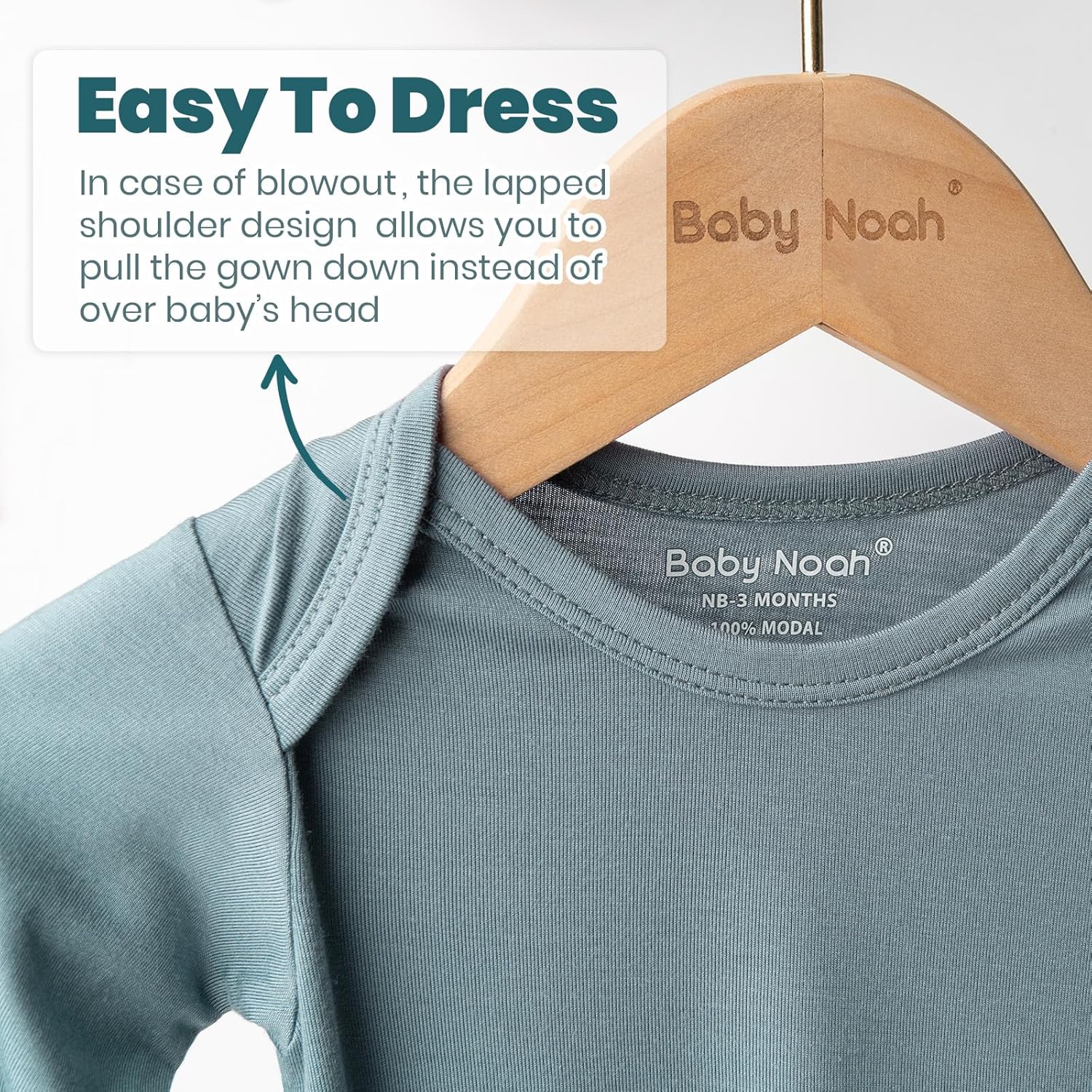 Baby Noah Newborn Knotted Gown for Boy Girls, Newborn Coming Home From Hospital Outfit, Baby Tie Gown Nightgown - Image 5