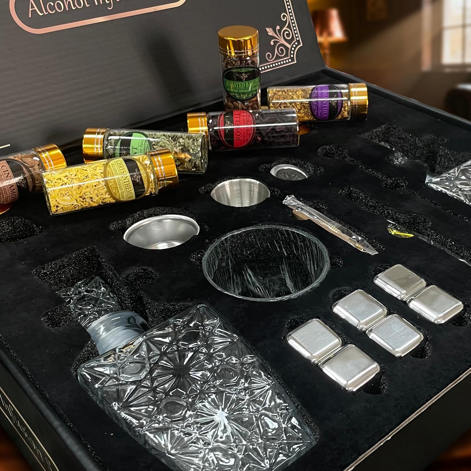 Whiskey Infusion Kit for Men, DIY Infusion Making Set for Infusing Whiskey, Gin, Tequila, Vodka, Rum with 12 Botanicals Christmas Birthday Gifts for Men Dad Husband Him Boyfriend