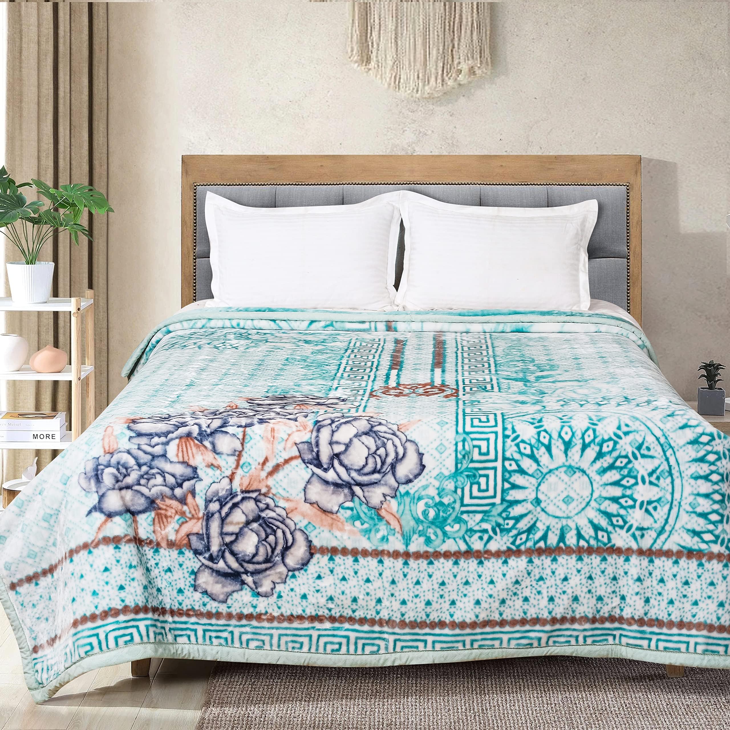 Extra Soft Double Layered Blanket for Heavy Winters (400 TC) (Mint Green, Double)