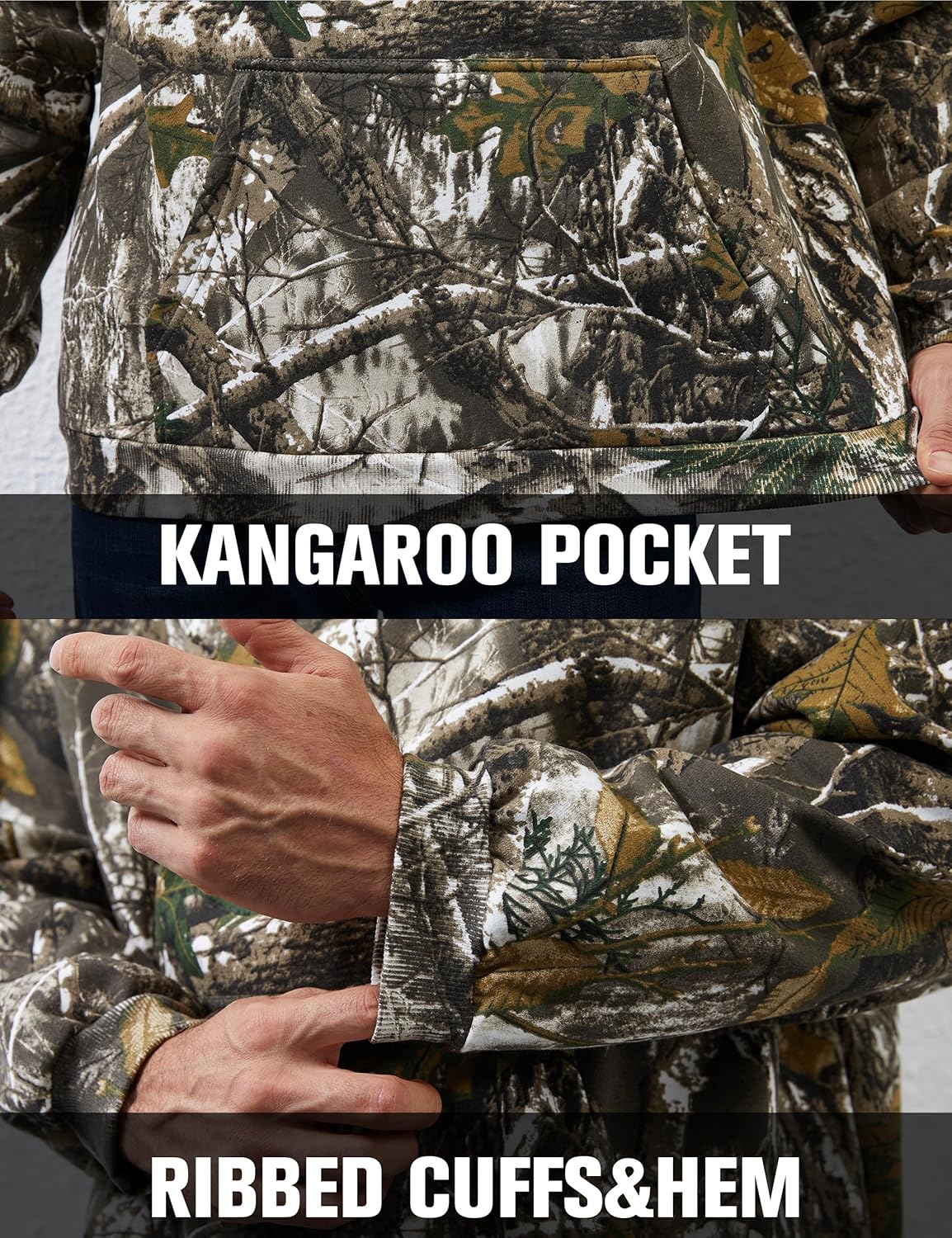 Men's Camo Hoodies Oversized Fleece Pullover Hooded Sweatshirt Vintage Mens Hoodies Pullover Sweatshirts With Pockets - Image 6